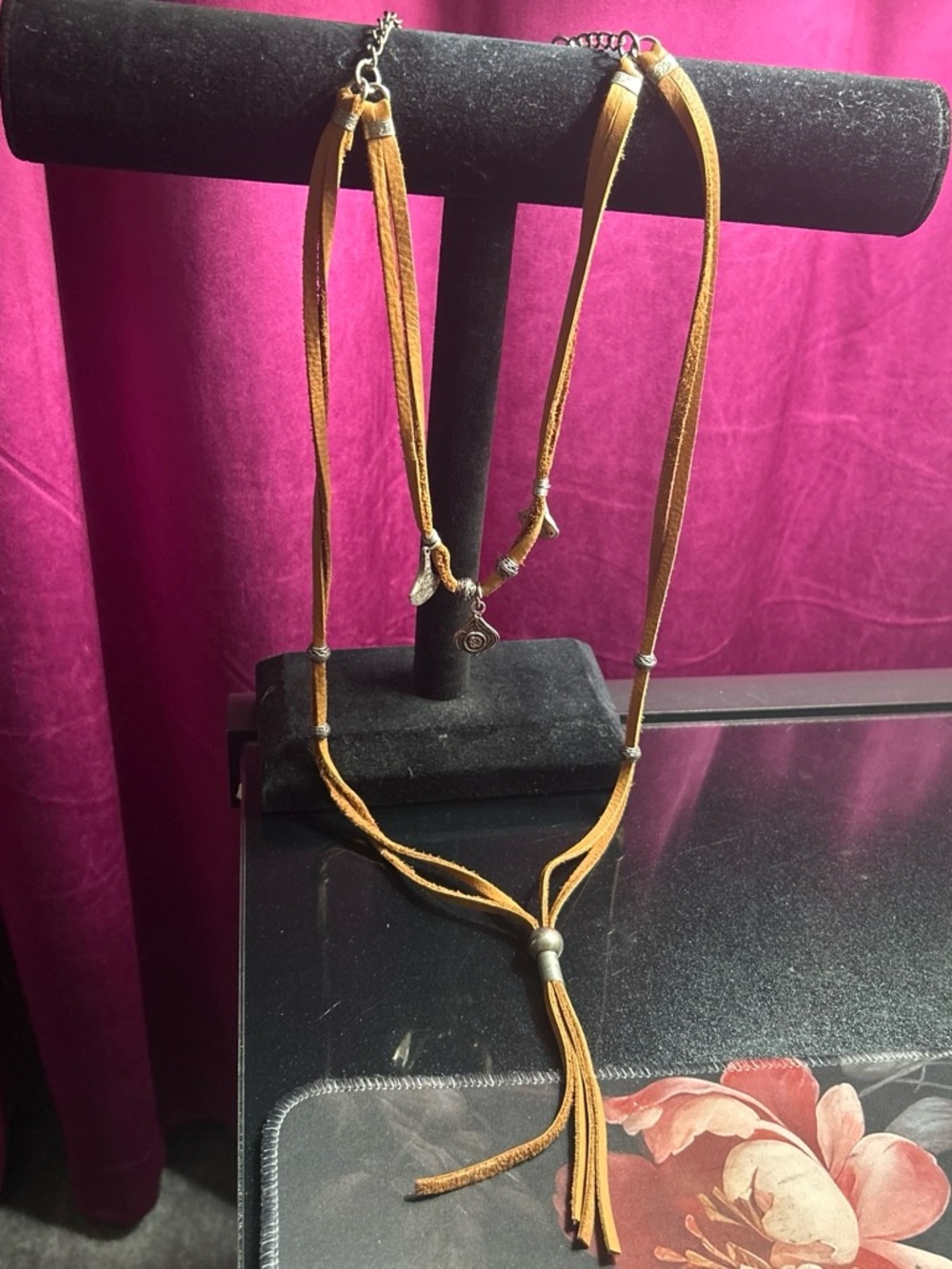 Mustard Suede Tassel Layered Necklace
